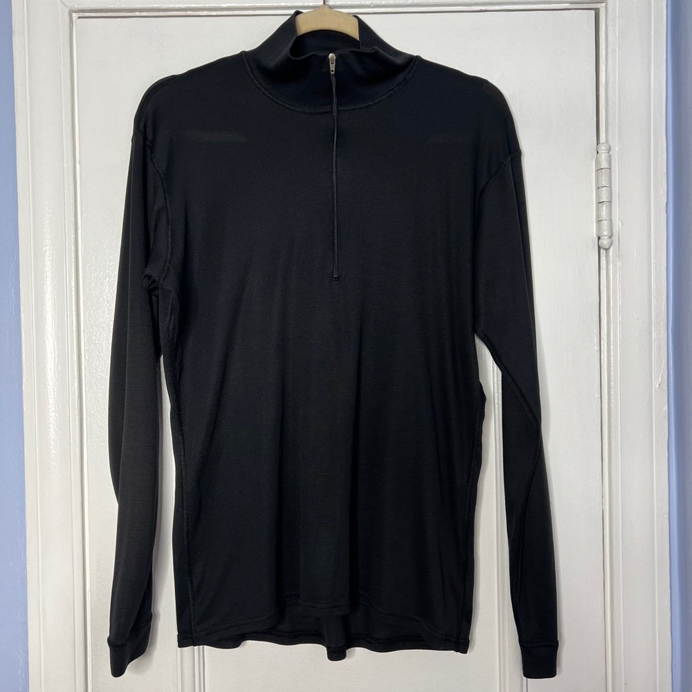 Vintage 90s Patagonia Capilene 1/4 Zip Pullover Top Black Made in USA Men Medium